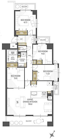 間取り エステ・スクエアふじみ野B棟 7階/708号室
