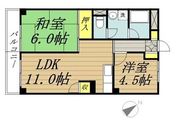 山口マンション 206｜千葉県柏市柏3丁目(賃貸マンション2LDK・2階・54.00㎡)の写真 その2