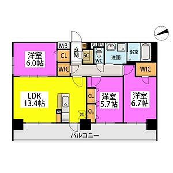 (仮称)イーストガーデン久留米本町 601｜福岡県久留米市本町(賃貸マンション3LDK・6階・74.90㎡)の写真 その2