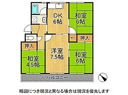 名谷6団地28号棟 4DKの間取図画像
