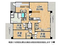 オークスクエア西神中央7番館 3LDKの間取図画像