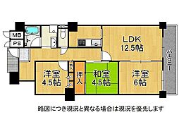 パームスクエアジェームス山 3LDKの間取図画像