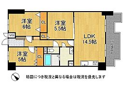 メゾンドール朝霧 3LDKの間取図画像