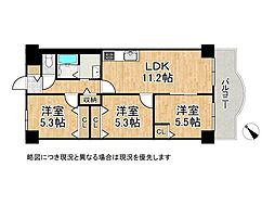 明石土山駅前スカイハイツB棟 3LDKの間取図画像