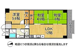明石ダイヤハイツ2号棟 3LDKの間取図画像