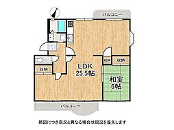 名谷18団地75号棟 1LDKの間取図画像