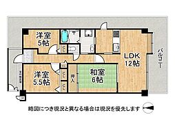 パレス朝霧 3LDKの間取図画像