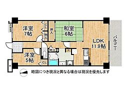 サンシティ明石江井ヶ島2 3LDKの間取図画像
