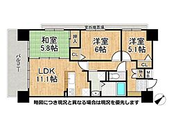 プレステージ西明石9 3LDKの間取図画像