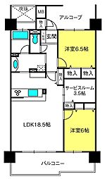 パティオタワー大宮 13階2SLDKの間取り