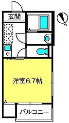 ボヌール指扇 1階1Kの間取り