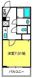 Ｏｎｅ’ｓ　Ｓｔａｇｅ上落合V 2階1Kの間取り