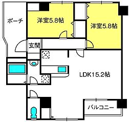 メゾンド・ハイブリッジ 1階2LDKの間取り