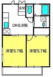 サンハウス 2DKの間取図画像