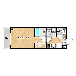 ジーメゾン指扇セレンティア 1Kの間取図画像