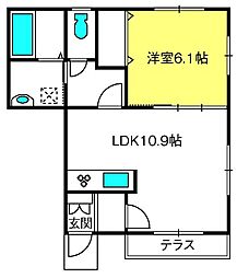 ソレイユ1 1LDKの間取図画像