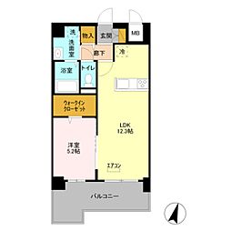 グランヴレーユ 1LDKの間取図画像