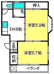 ジュンコーポ 2DKの間取図画像
