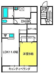グリシーナ前橋 1SLDKの間取図画像