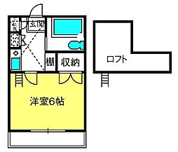 シティアパート大成2 1Kの間取図画像