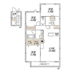 Traum 3LDKの間取図画像