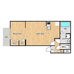 ジーメゾン指扇エクレール 1LDKの間取図画像
