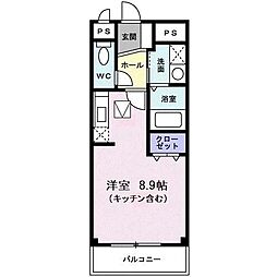 ネオウイング ワンルームの間取図画像