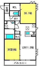 本郷の杜オーカ 2LDKの間取図画像