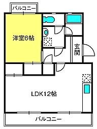 中根マンション 1LDKの間取図画像