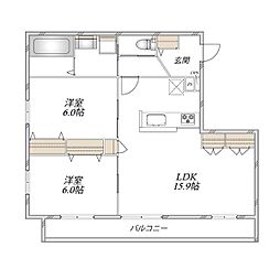 グランドゥール ソレイユ 浦和II 2LDKの間取図画像