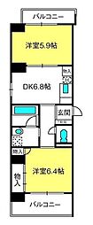 すずらん館大宮 2DKの間取図画像
