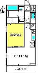 エースハイム 1LDKの間取図画像