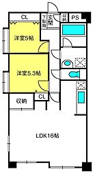 アズ北浦和レジデンス 2LDKの間取図画像