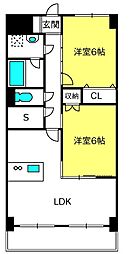 パレ・ロワイヤル大宮 2SLDKの間取図画像