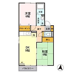 メゾンドール壱番館 2DKの間取図画像