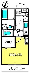 バレンティア 1Kの間取図画像