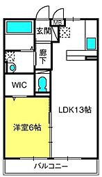 ウィスタリアG 1LDKの間取図画像