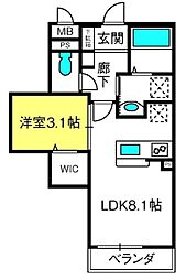 GrandeClasse新都心 1LDKの間取図画像