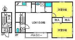 メゾンドゥミモザ 2LDKの間取図画像