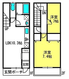 ホワイトヒルズ 2LDKの間取図画像