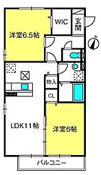 プリムローズ1 2LDKの間取図画像