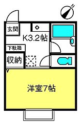 カルム松原 1Kの間取図画像