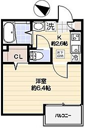 プリムス大宮 1Kの間取図画像