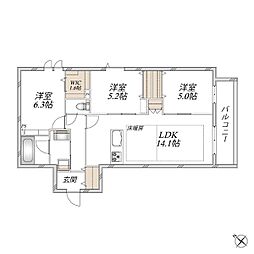 領家プライムコートI 3LDKの間取図画像