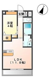 ベルグラース西大宮 1LDKの間取図画像