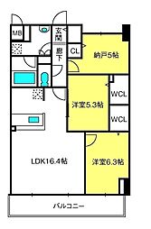 GRANCOURTYONO 2SLDKの間取図画像