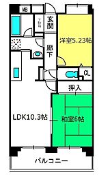 ミレニアム北浦和B棟 2LDKの間取図画像