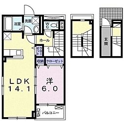 ブルームーン 1LDKの間取図画像