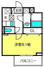 スプレッド与野 1Kの間取図画像