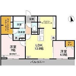 アーバンパレス21 2LDKの間取図画像
